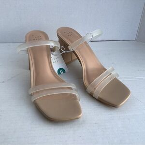 A New Day Women's Tan with clear straps Heeled Sandals